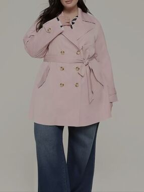 Lane Bryant Plus-Size Blush Pink Double-Breasted Trench Coat